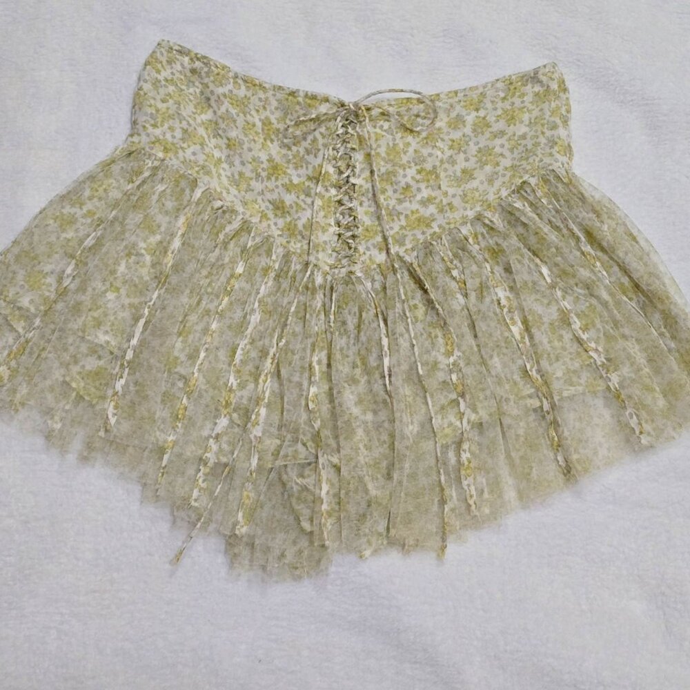 Free People Cream and Sage Floral Mini Skirt - Picture 8 of 13